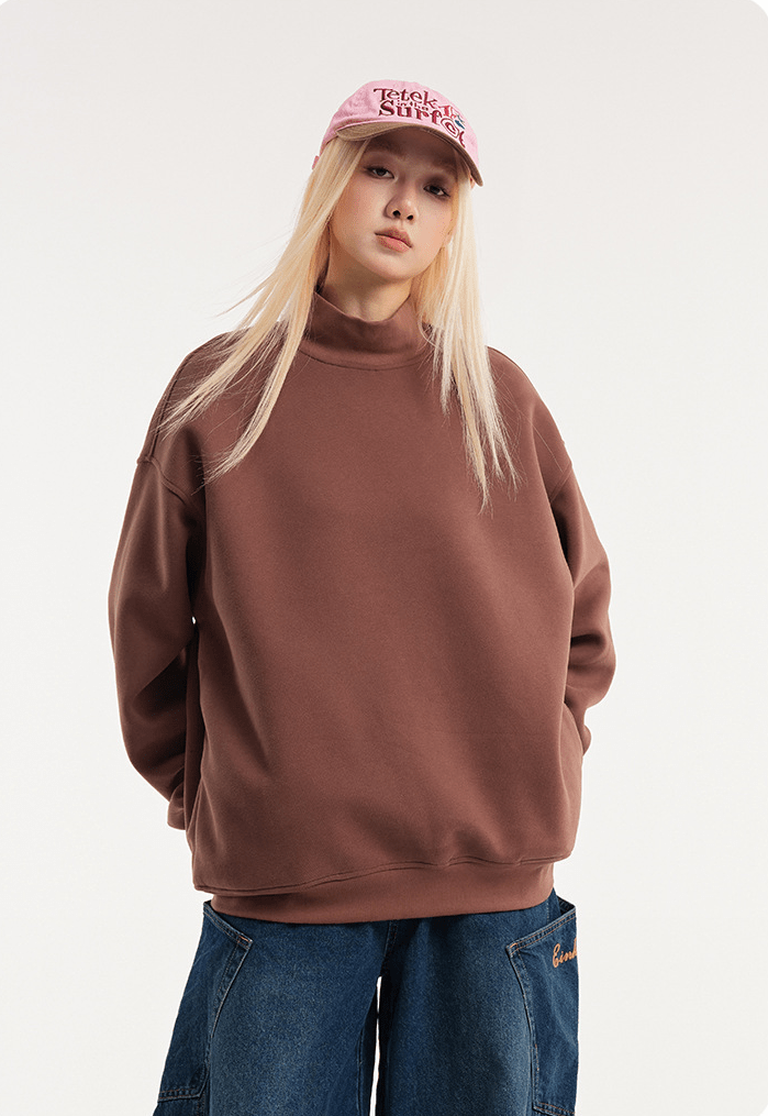 Retro Mock Neck Oversized Sweatshirt - COPPING THREADS - CATTEE Main image