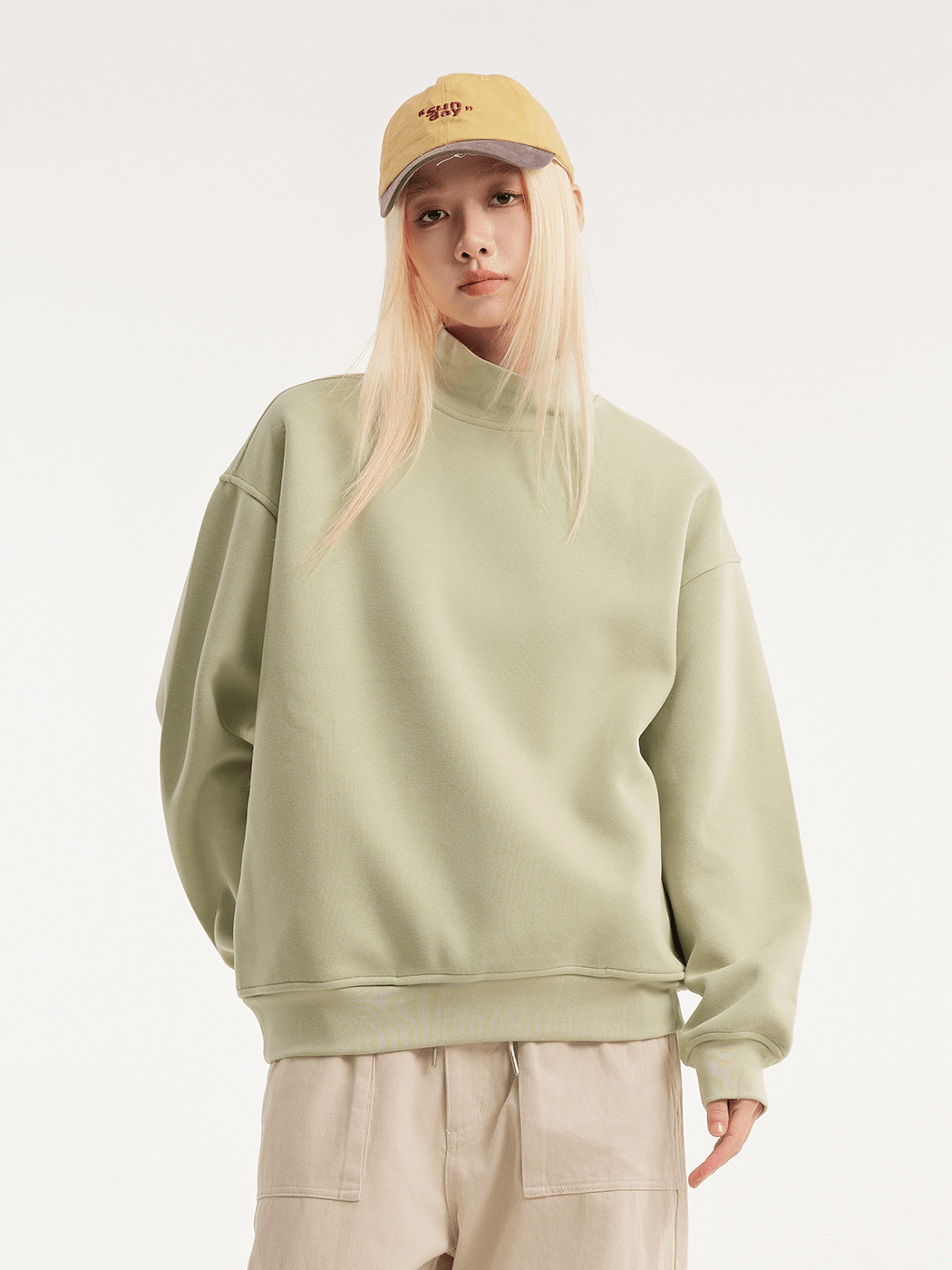 Retro Mock Neck Oversized Sweatshirt - COPPING THREADS - CATTEE