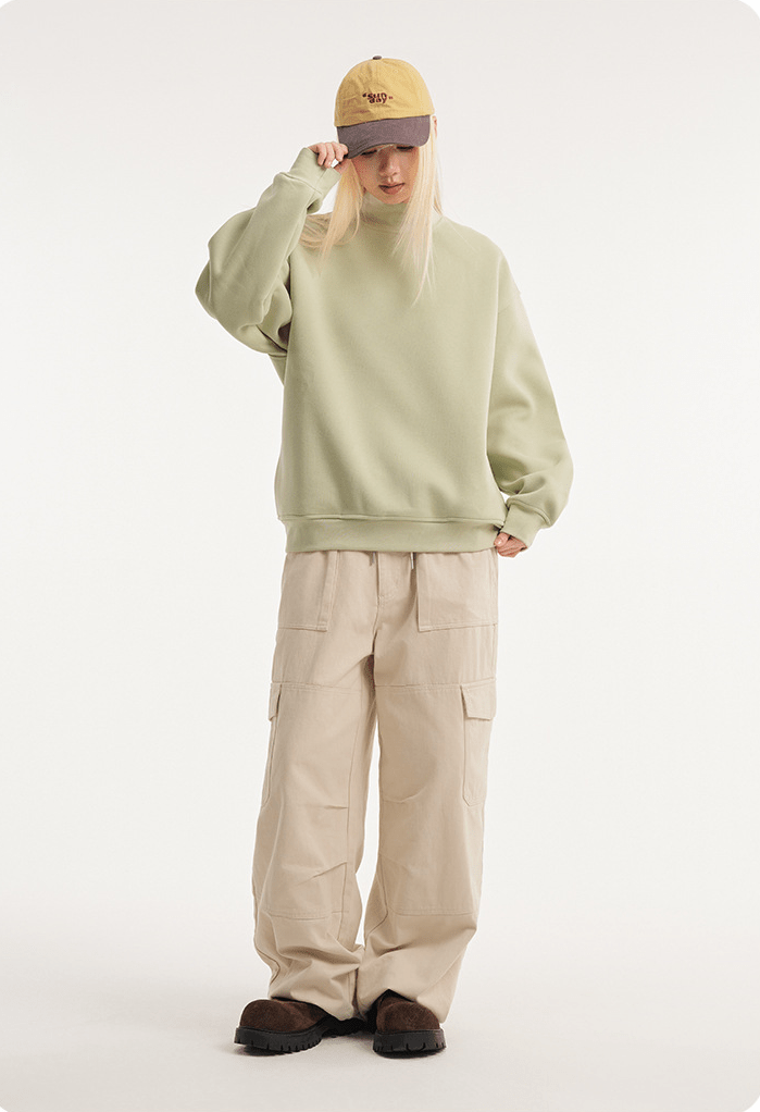 Retro Mock Neck Oversized Sweatshirt - COPPING THREADS - CATTEE