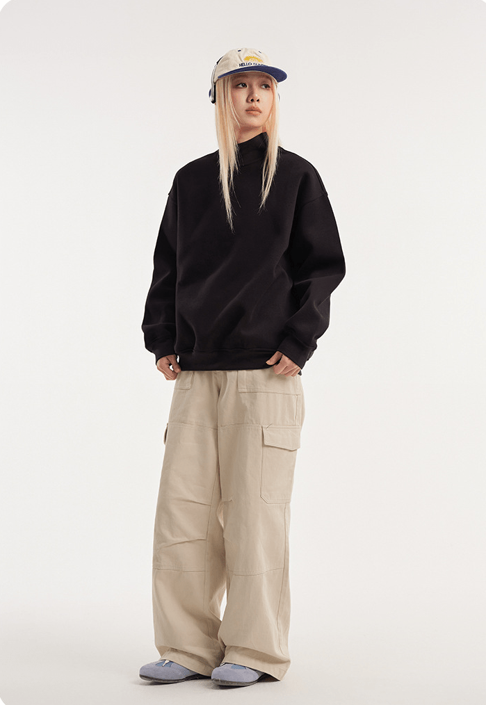 Retro Mock Neck Oversized Sweatshirt - COPPING THREADS - CATTEE