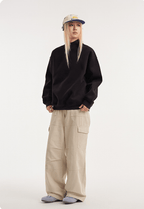 Retro Mock Neck Oversized Sweatshirt - COPPING THREADS - CATTEE