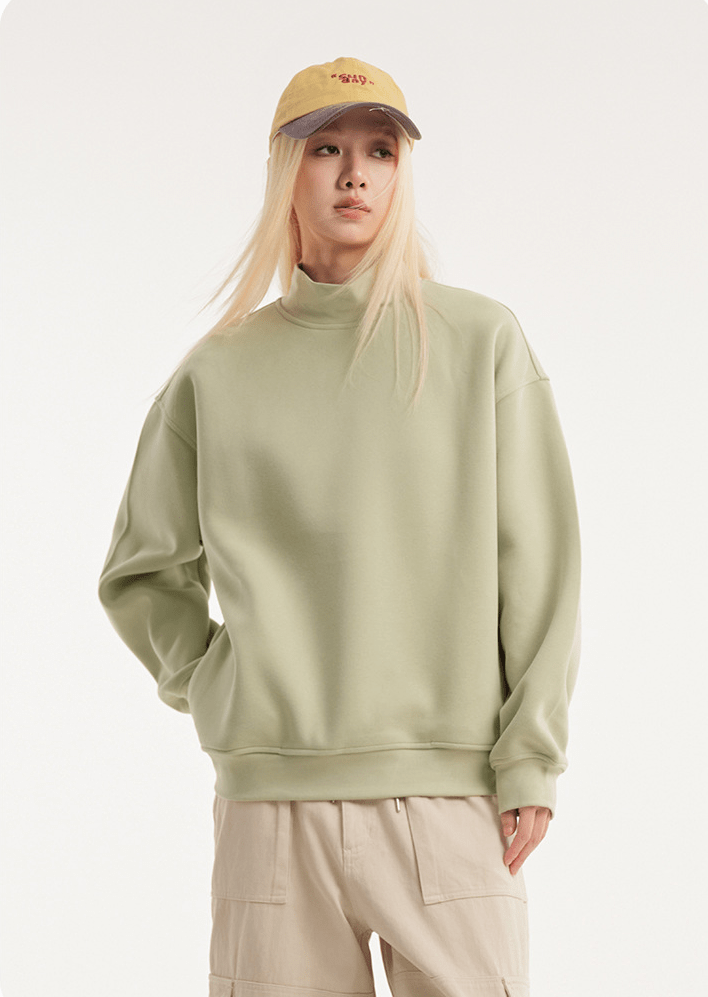 Retro Mock Neck Oversized Sweatshirt - COPPING THREADS - CATTEE