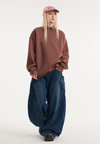 Retro Mock Neck Oversized Sweatshirt - COPPING THREADS - CATTEE