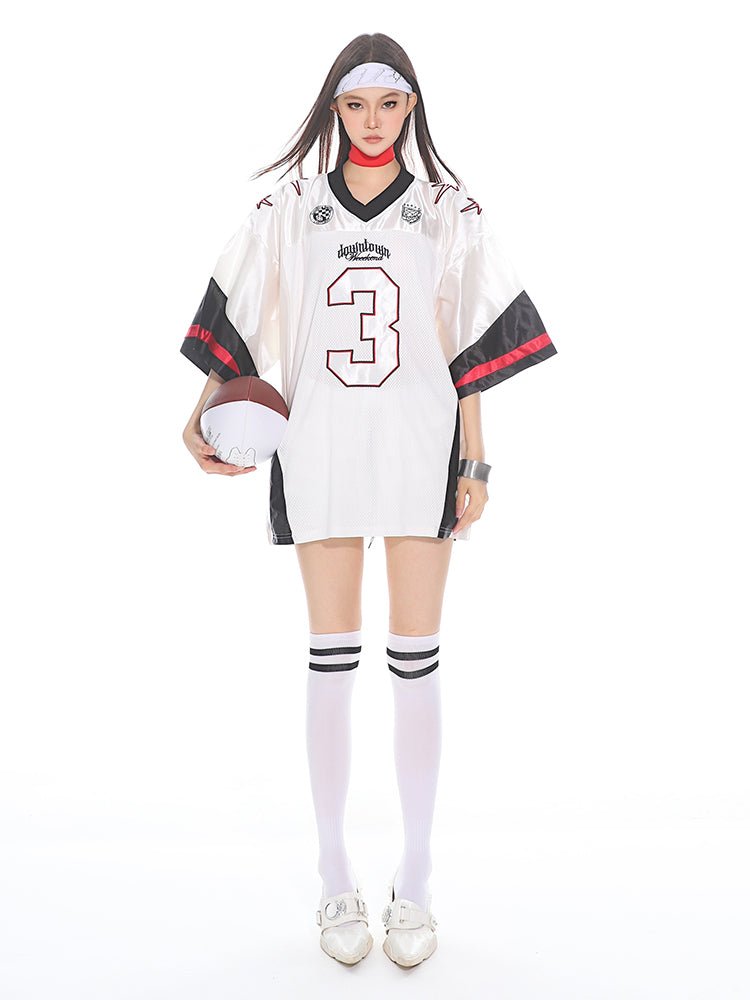 Retro No. 3 Print Satin Finish Shiny Jersey Tee - COPPING THREADS - CT Select