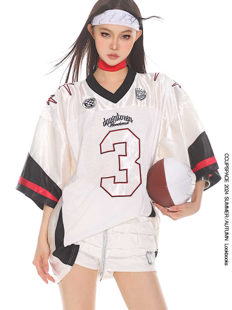 Retro No. 3 Print Satin Finish Shiny Jersey Tee - COPPING THREADS - CT Select