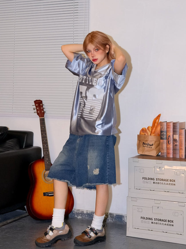 Hockey-T-Shirt mit Raglan-Muster und Streifen im Retro-Stil mit der Nummer 56 Main Image