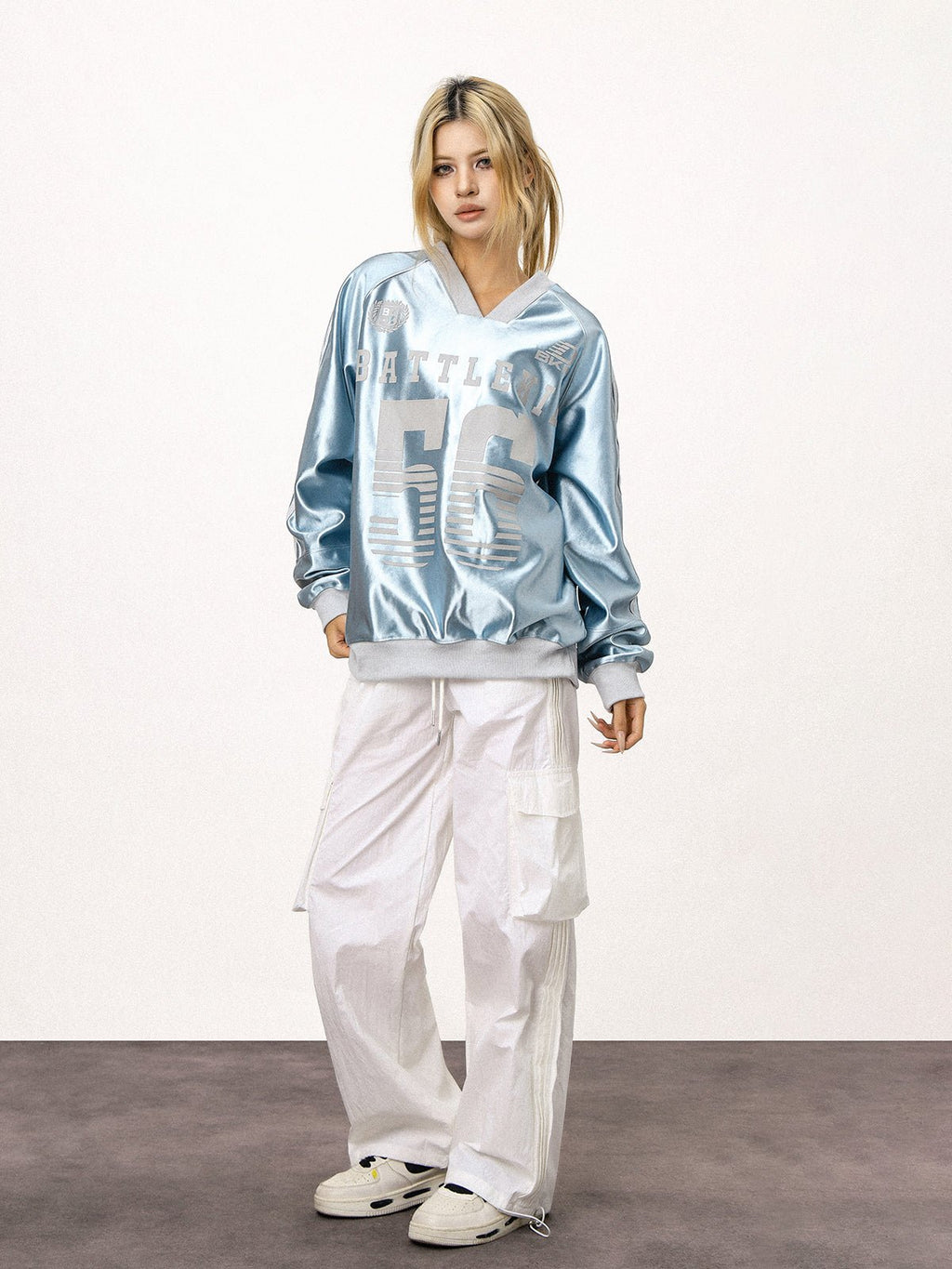 Retro Number Print Stripe Long Sleeve Jersey Tee - COPPING THREADS - CT Select