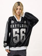 Retro Number Print Stripe Long Sleeve Jersey Tee - COPPING THREADS - CT Select