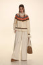 Retro Ostrich Feather Patchwork Round Neck Knitted Cardigan - COPPING THREADS - MOROMORO