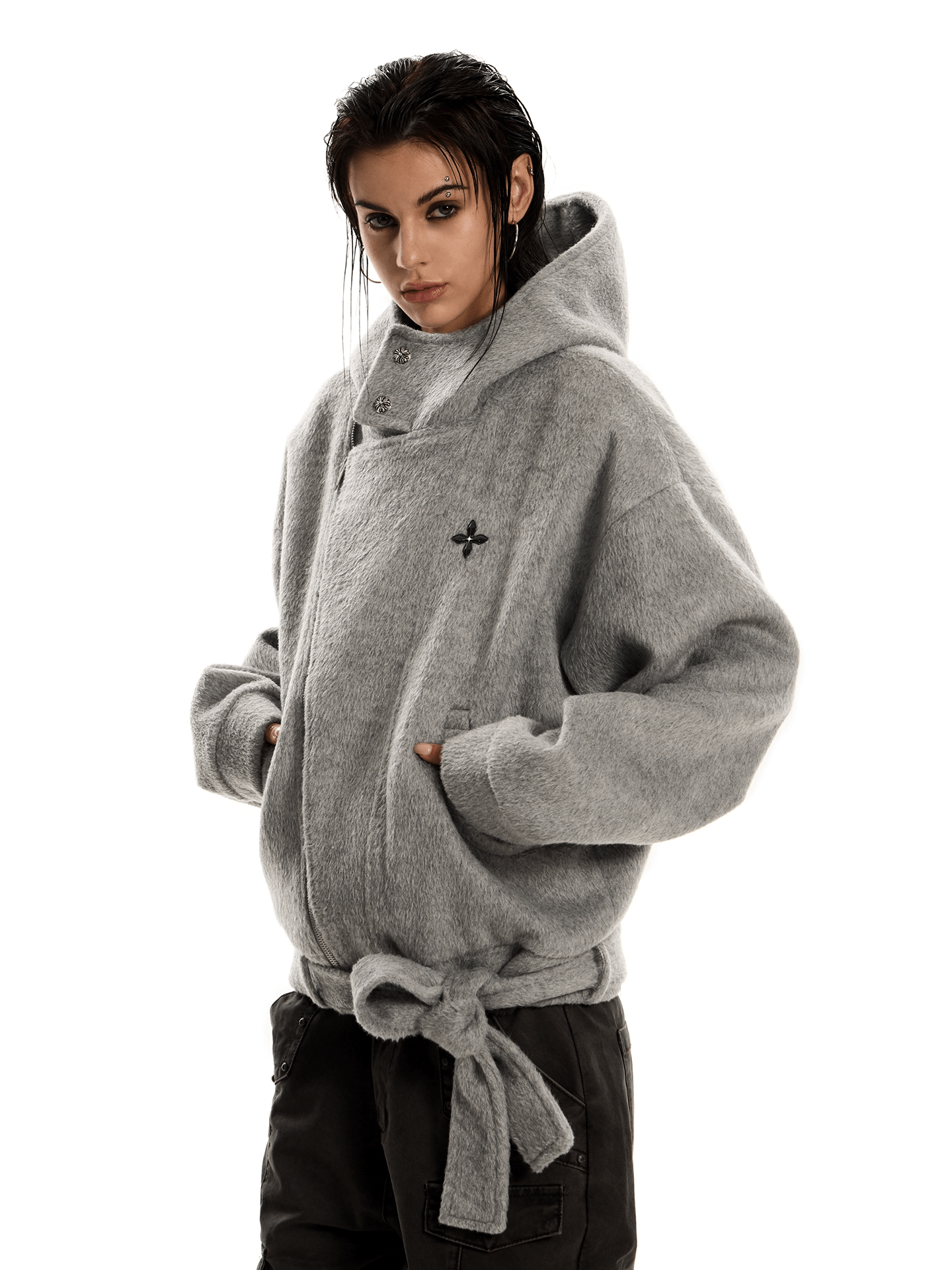 Retro Oversized Wool - Blend Hoodie Coat - COPPING THREADS - 0123Start