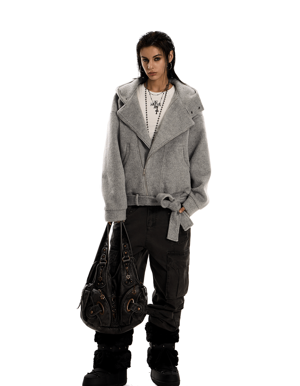 Retro Oversized Wool - Blend Hoodie Coat - COPPING THREADS - 0123Start