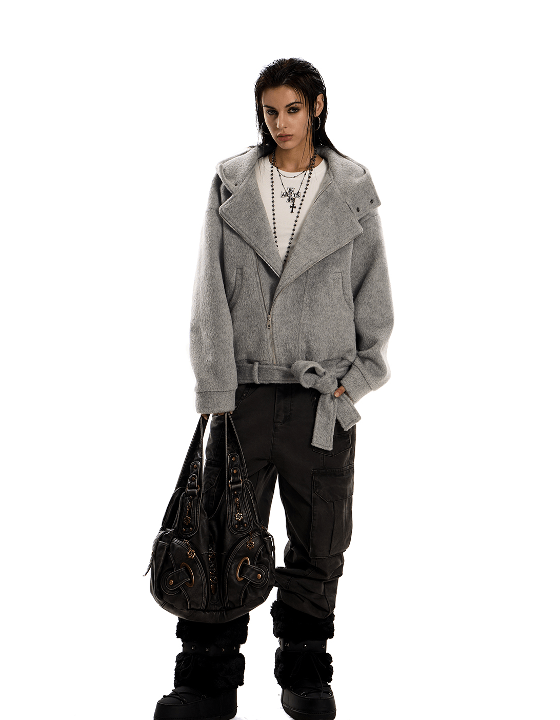 Retro Oversized Wool - Blend Hoodie Coat - COPPING THREADS - 0123Start