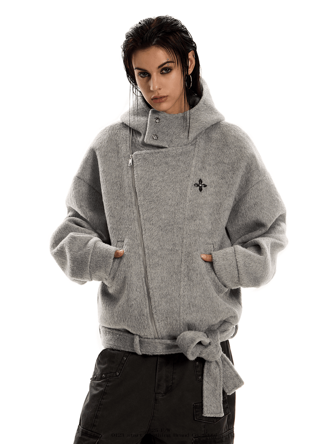 Retro Oversized Wool-Blend Hoodie Coat Main Image