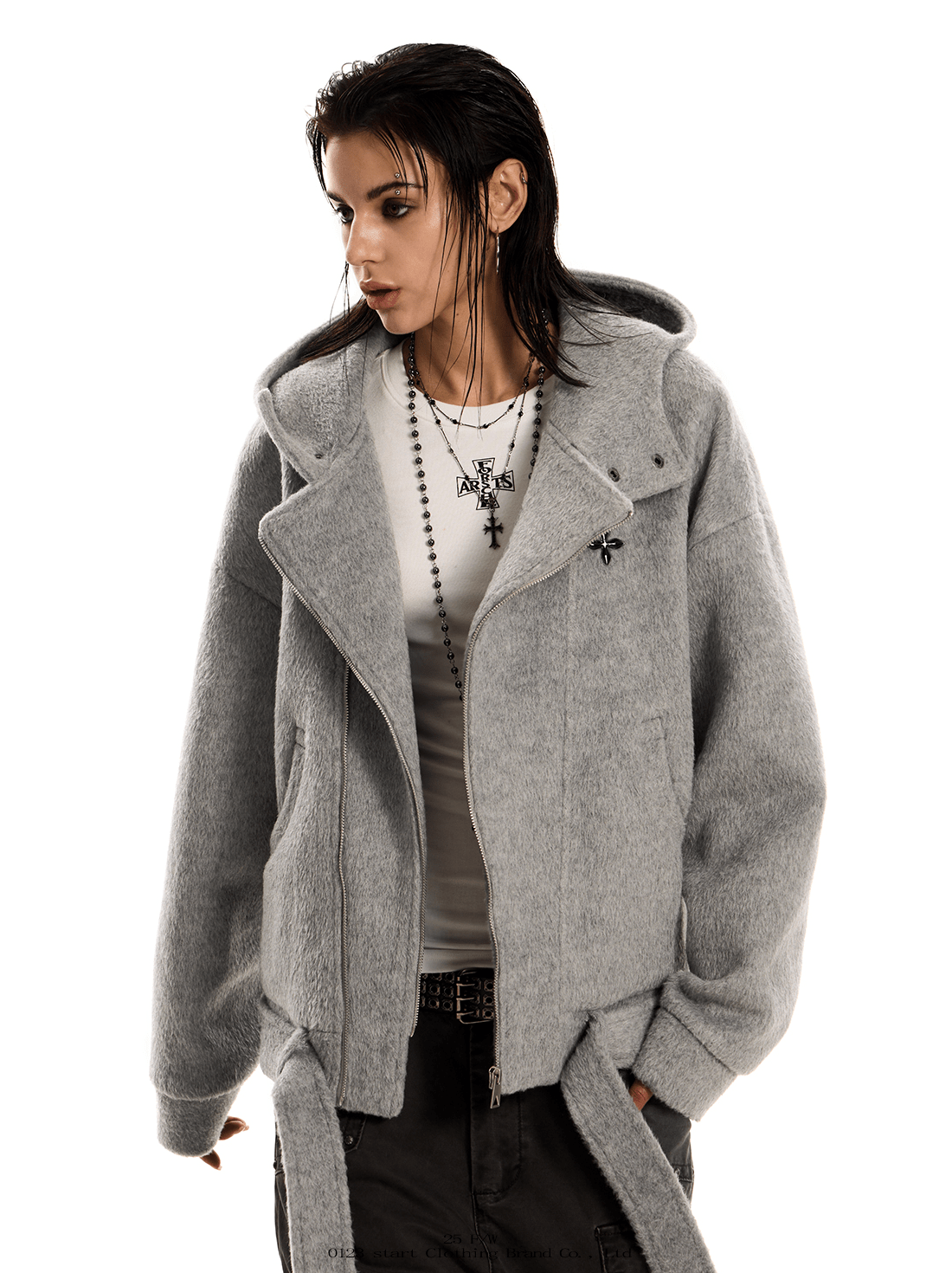 Retro Oversized Wool - Blend Hoodie Coat - COPPING THREADS - 0123Start