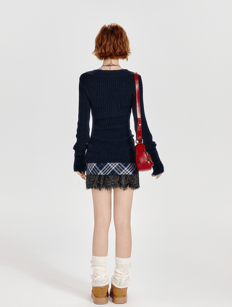 Retro Plaid Lace - Trimmed Mini Skirt - COPPING THREADS - CT Select