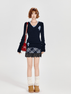Retro Plaid Lace - Trimmed Mini Skirt - COPPING THREADS - CT Select
