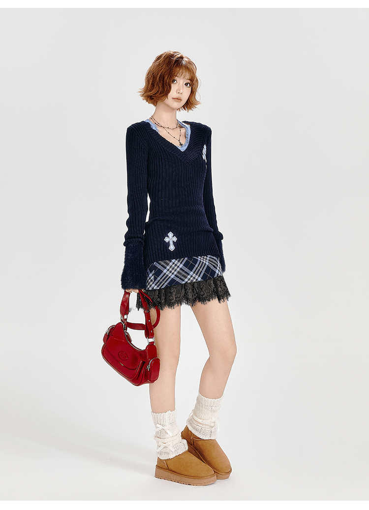 Retro Plaid Lace - Trimmed Mini Skirt - COPPING THREADS - CT Select