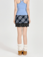 Retro Plaid Lace - Trimmed Mini Skirt - COPPING THREADS - CT Select