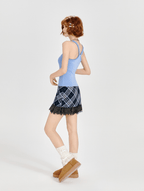 Retro Plaid Lace - Trimmed Mini Skirt - COPPING THREADS - CT Select