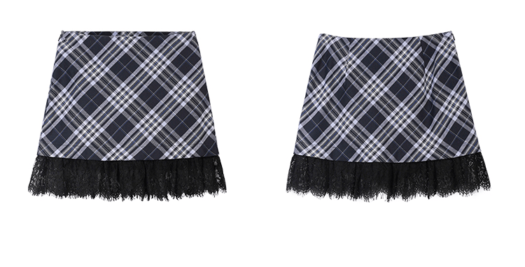 Retro Plaid Lace - Trimmed Mini Skirt - COPPING THREADS - CT Select