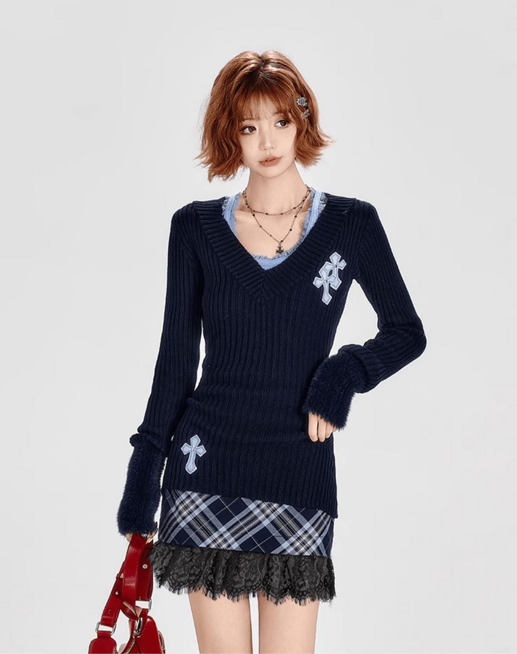 Retro Plaid Lace - Trimmed Mini Skirt - COPPING THREADS - CT Select