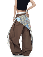 Retro Plaid Layered Paratrooper Pants with Detachable Skirt Panel - COPPING THREADS - CT Select
