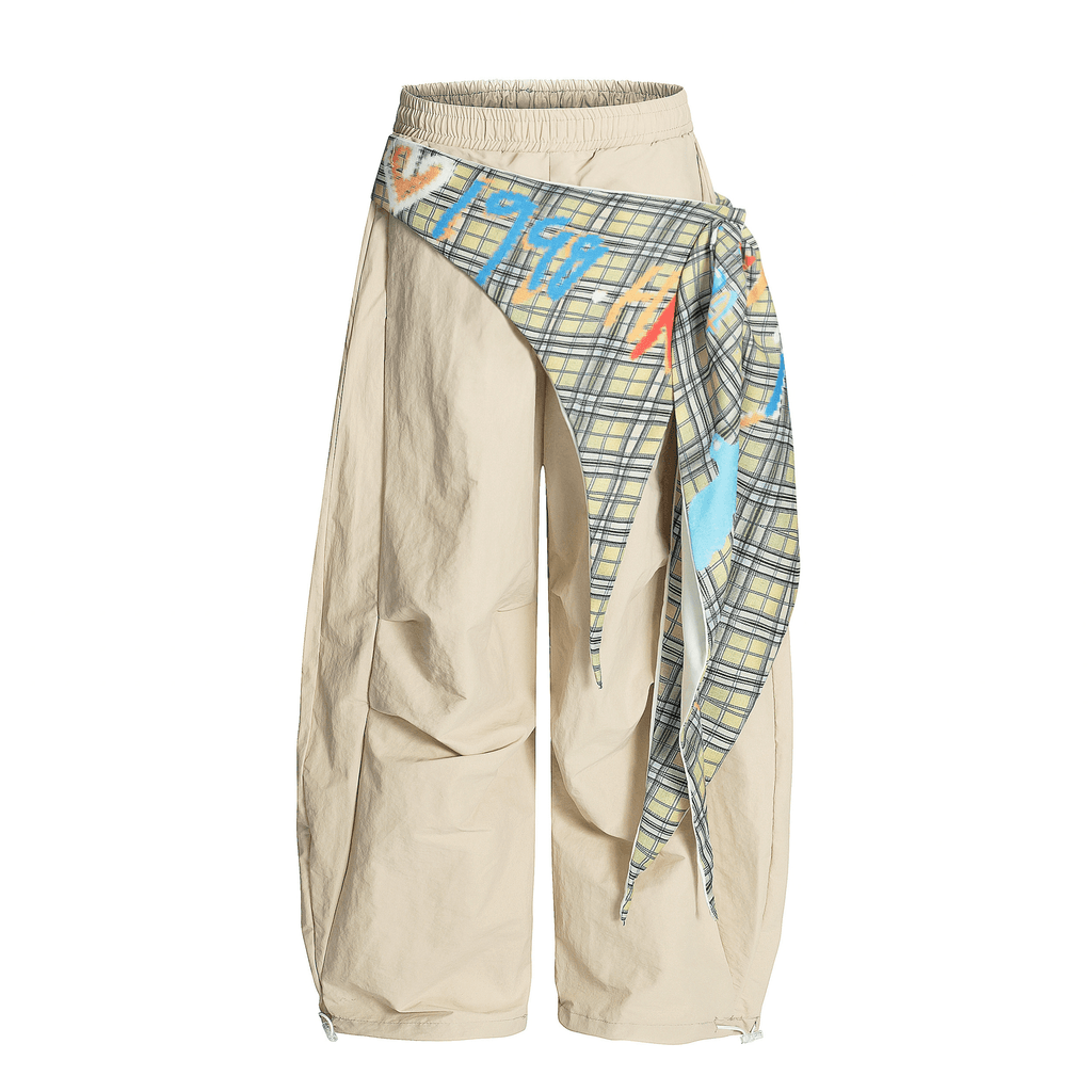 Retro Plaid Layered Paratrooper Pants with Detachable Skirt Panel - COPPING THREADS - CT Select