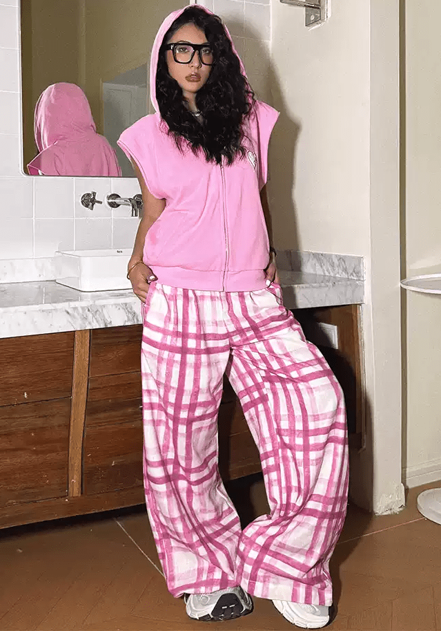 Retro Plaid Wide - Leg Pants - COPPING THREADS - Yokuku