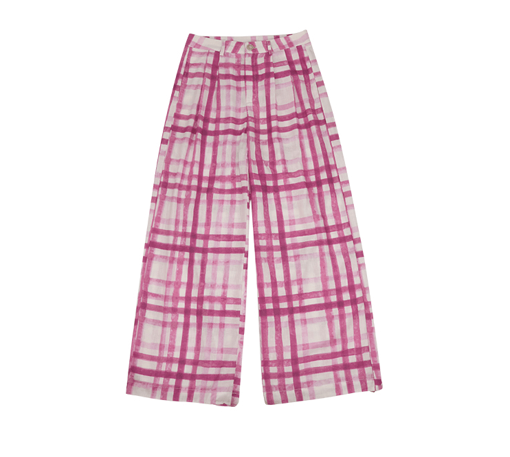 Retro Plaid Wide - Leg Pants - COPPING THREADS - Yokuku