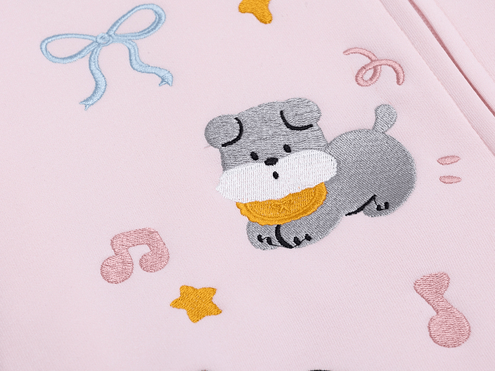 Retro Puppy Embroidered Zip Hoodie - COPPING THREADS - CT Coquette