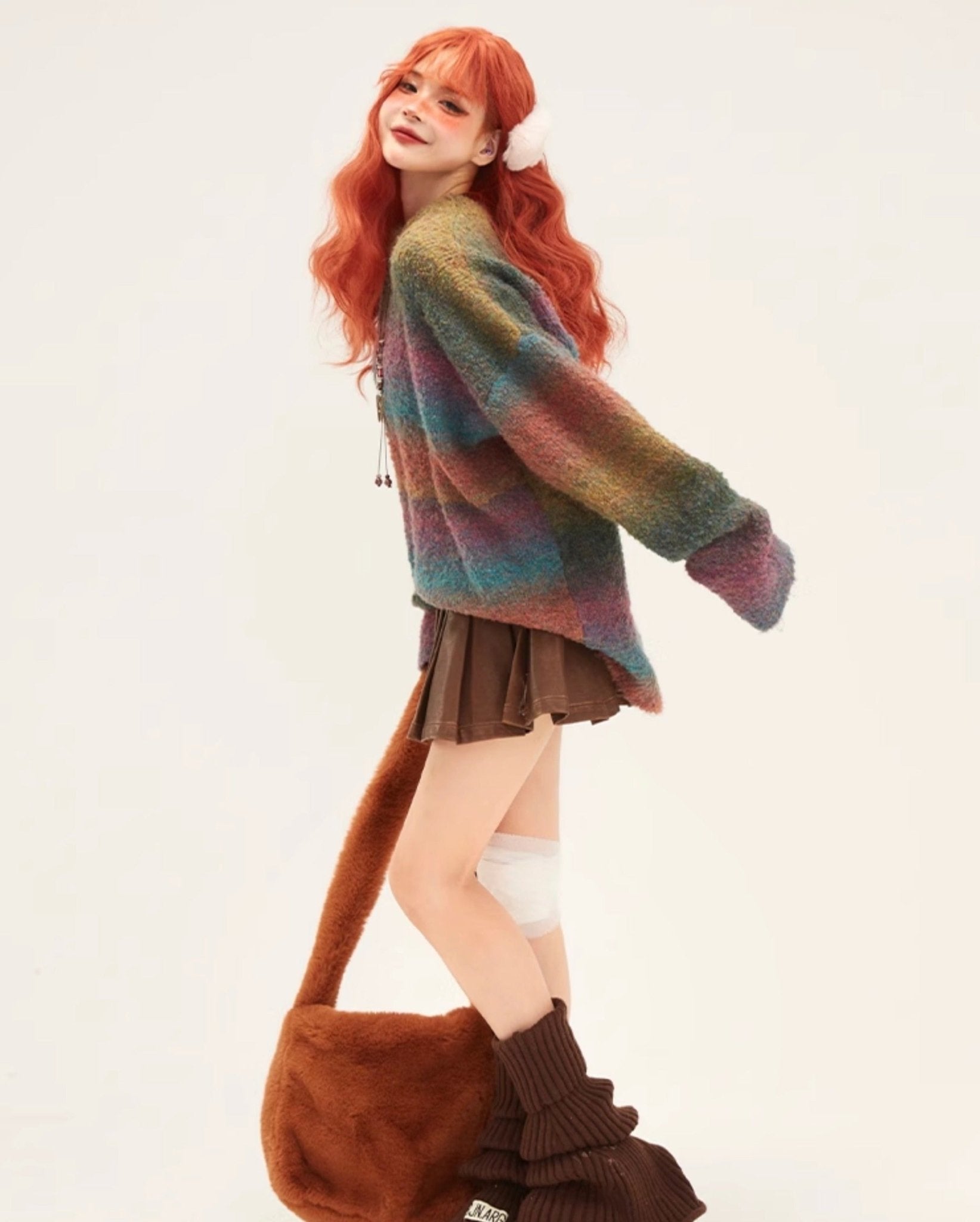 Retro Rainbow Gradient Crew Neck Sweater - COPPING THREADS - 11SH