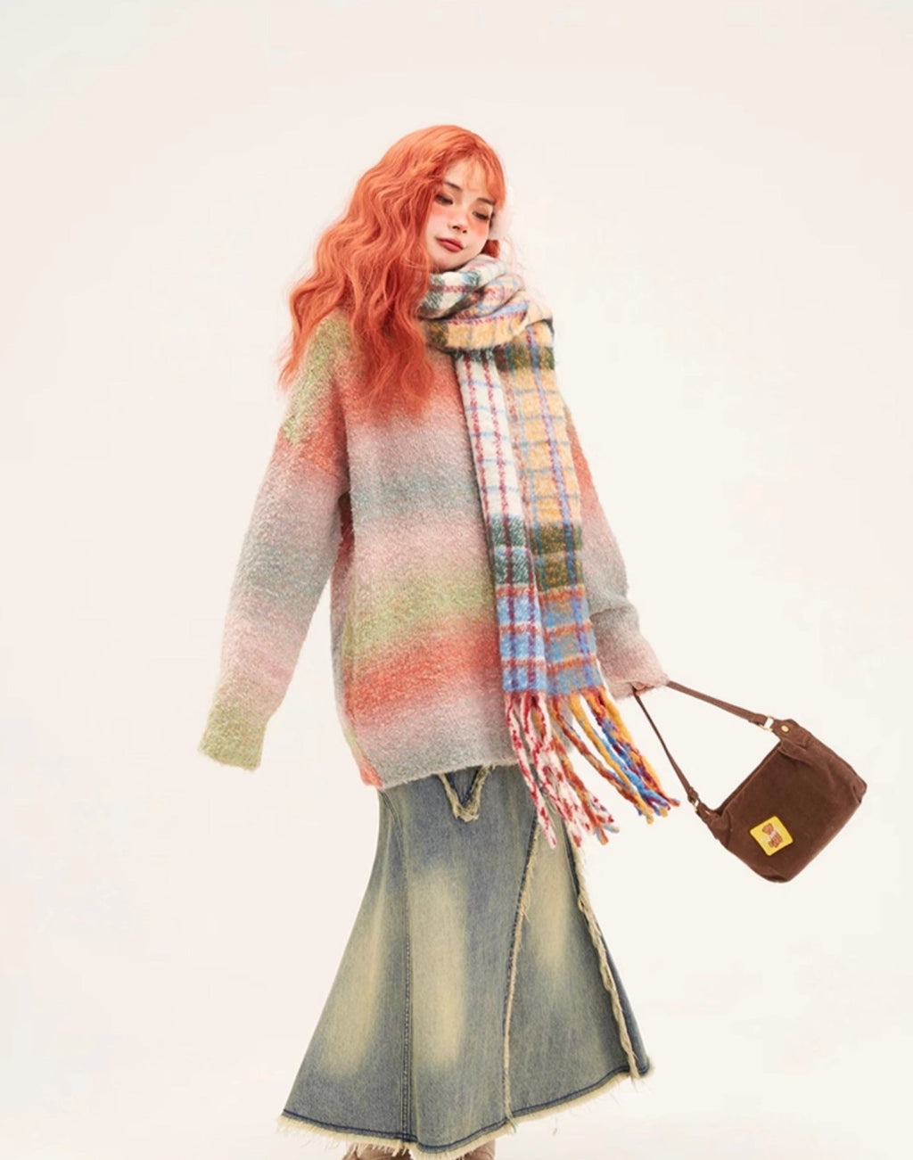 Retro Rainbow Gradient Crew Neck Sweater - COPPING THREADS - 11SH