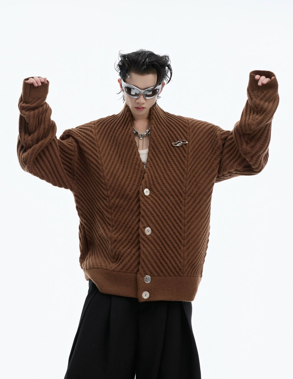 Retro Ribbed V - Neck Sweater - COPPING THREADS - ArguE CulturE