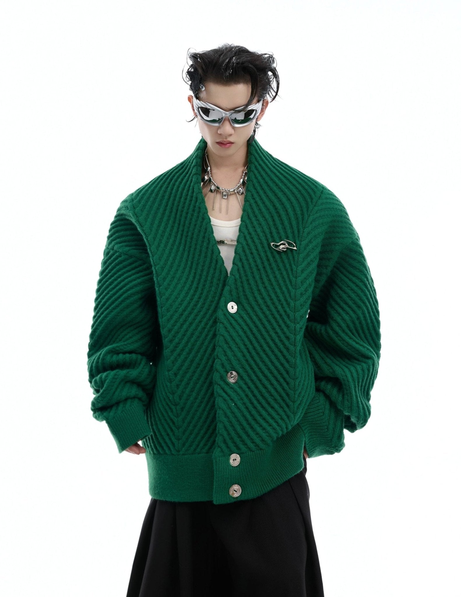 Retro Ribbed V - Neck Sweater - COPPING THREADS - ArguE CulturE