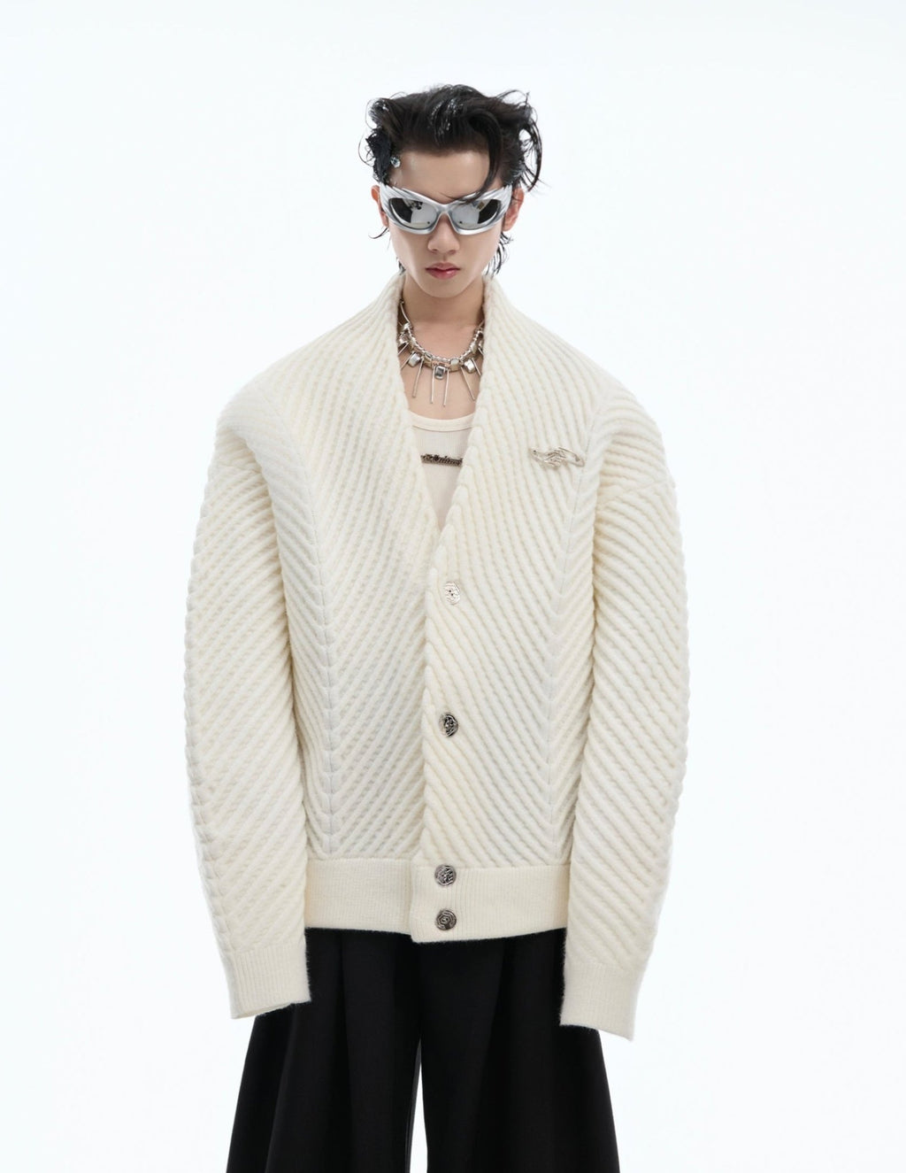 Retro Ribbed V - Neck Sweater - COPPING THREADS - ArguE CulturE