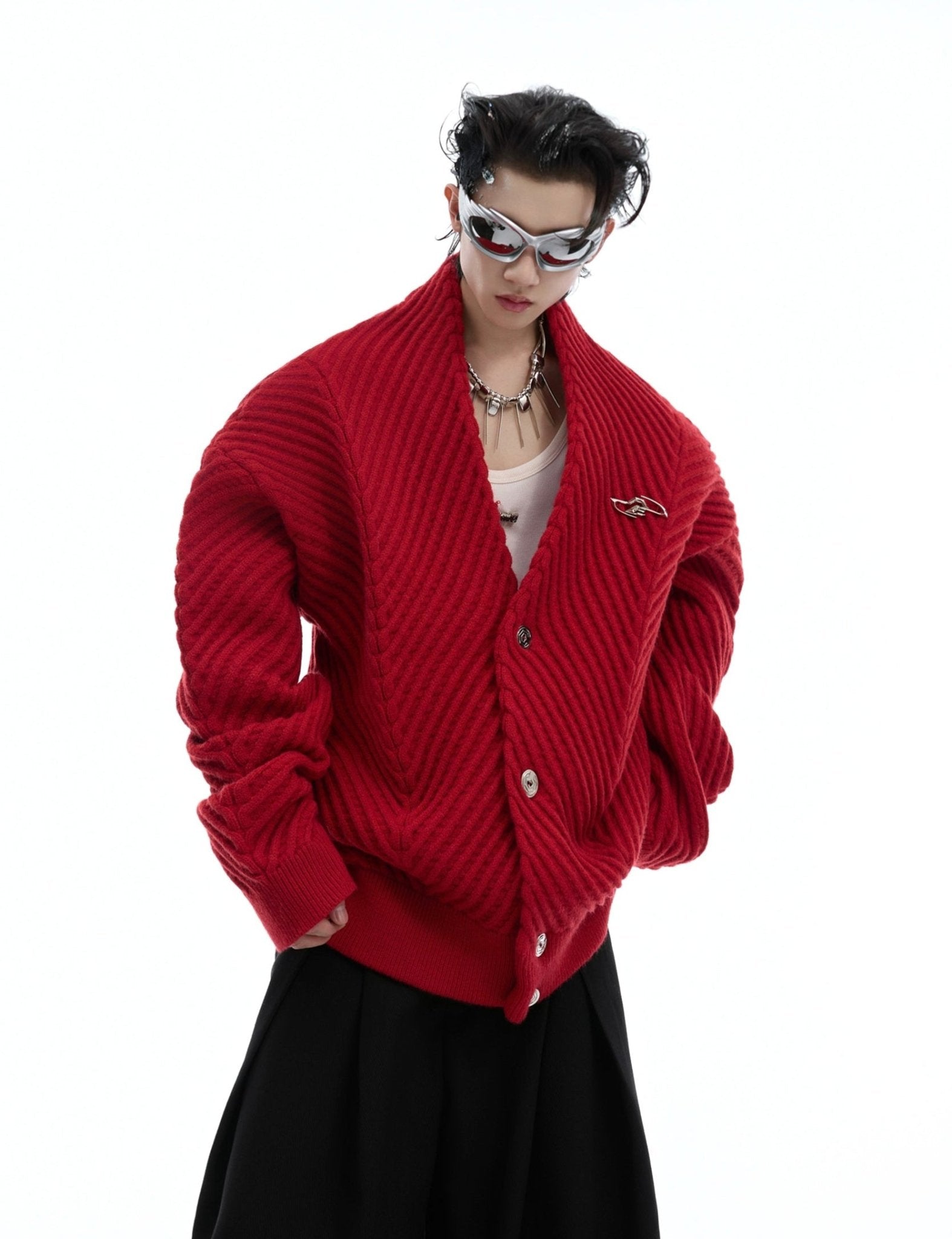 Retro Ribbed V - Neck Sweater - COPPING THREADS - ArguE CulturE