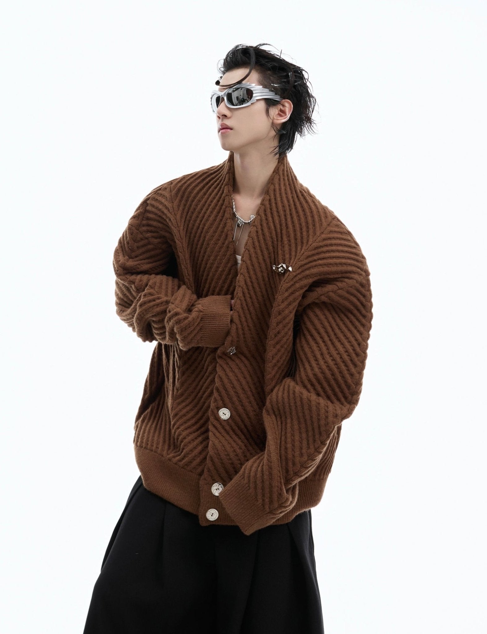 Retro Ribbed V - Neck Sweater - COPPING THREADS - ArguE CulturE