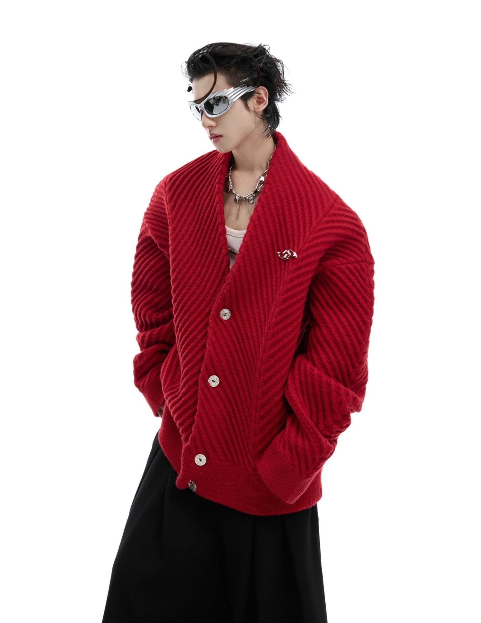 Retro Ribbed V - Neck Sweater - COPPING THREADS - ArguE CulturE