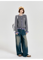 Retro Ruffled Trim Knit Cardigan - COPPING THREADS - CT Select