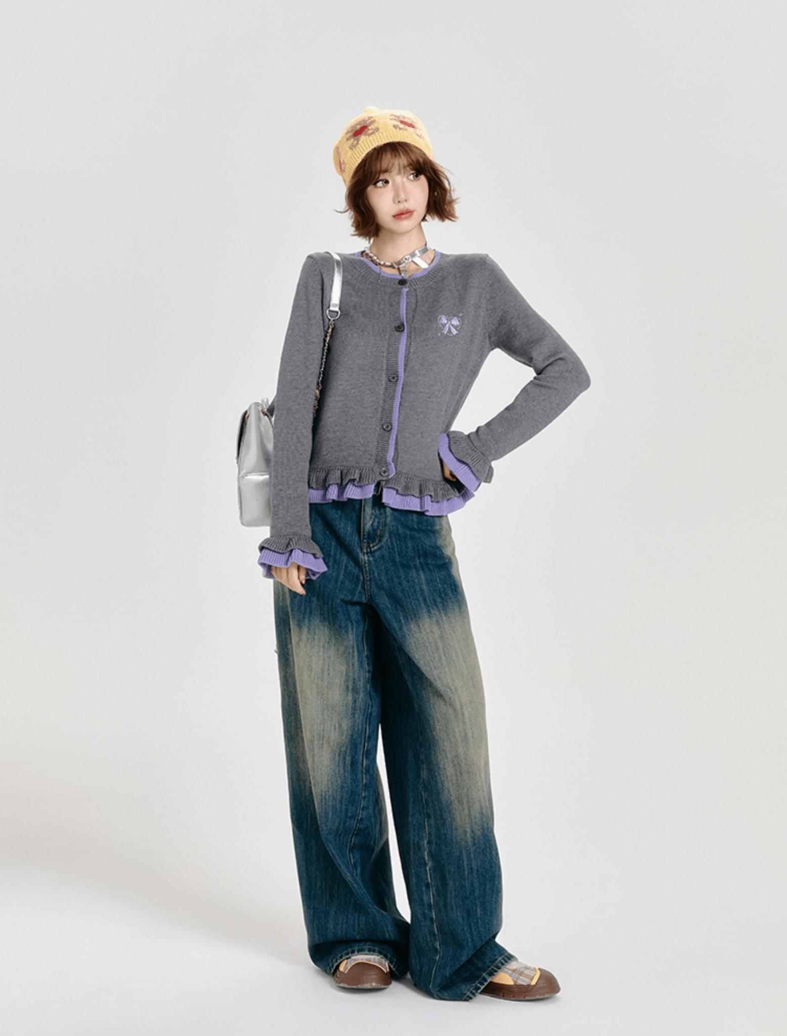 Retro Ruffled Trim Knit Cardigan - COPPING THREADS - CT Select