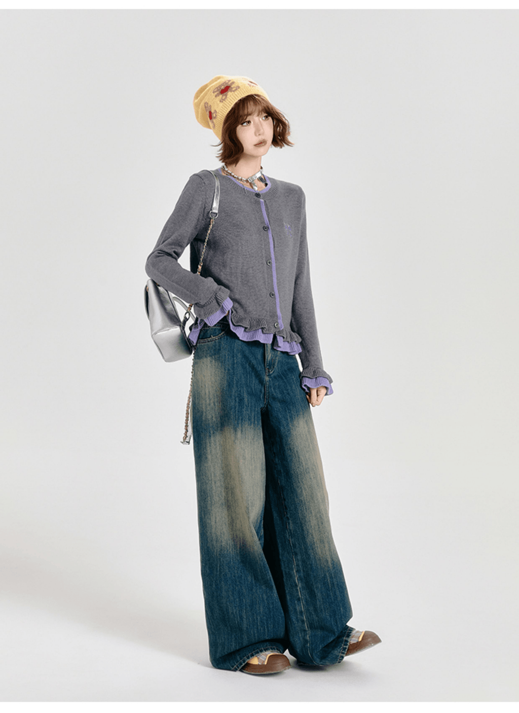 Retro Ruffled Trim Knit Cardigan - COPPING THREADS - CT Select