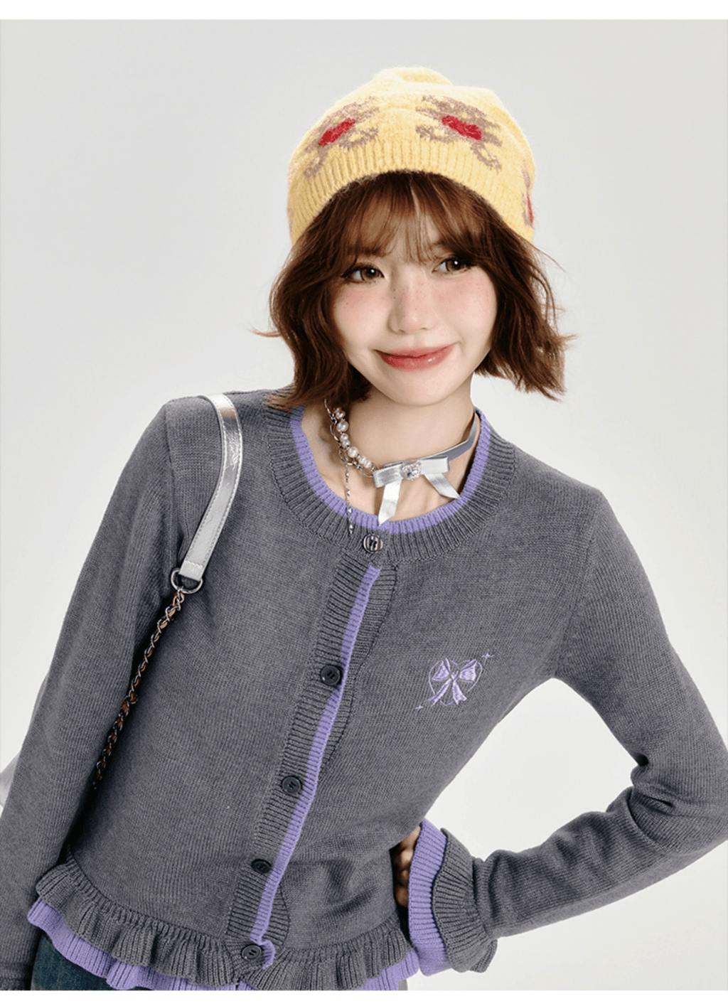 Retro Ruffled Trim Knit Cardigan - COPPING THREADS - CT Select