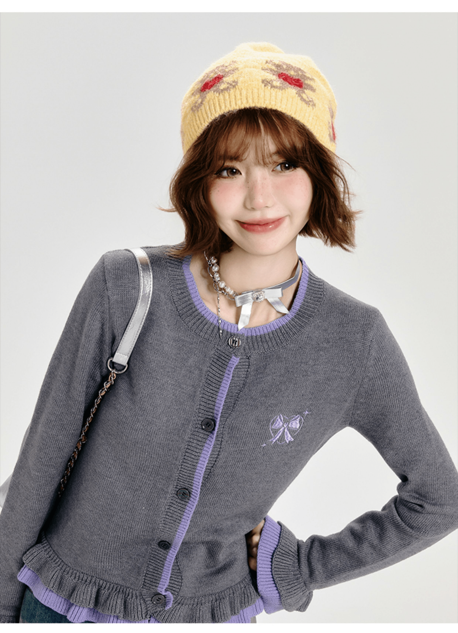 Retro Ruffled Trim Knit Cardigan - COPPING THREADS - CT Select