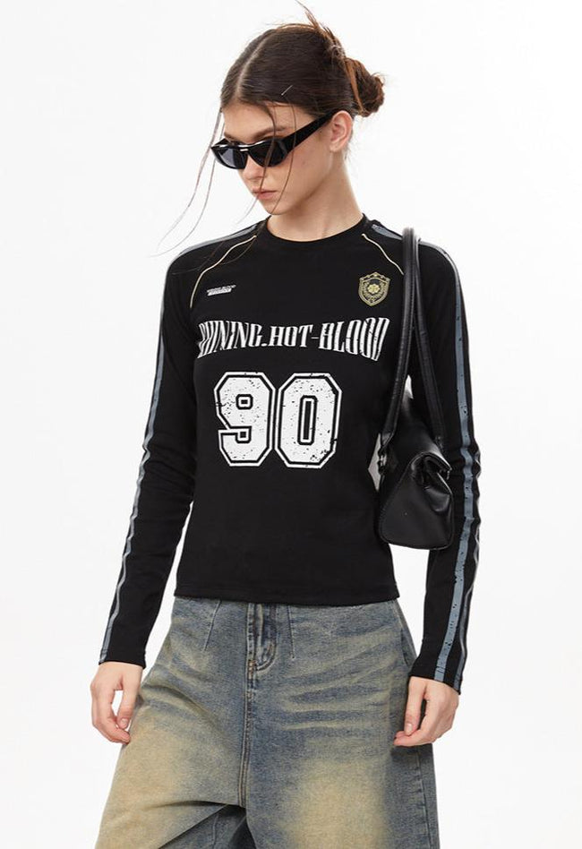 Retro Sports Jersey Long Sleeve Tee Main Image