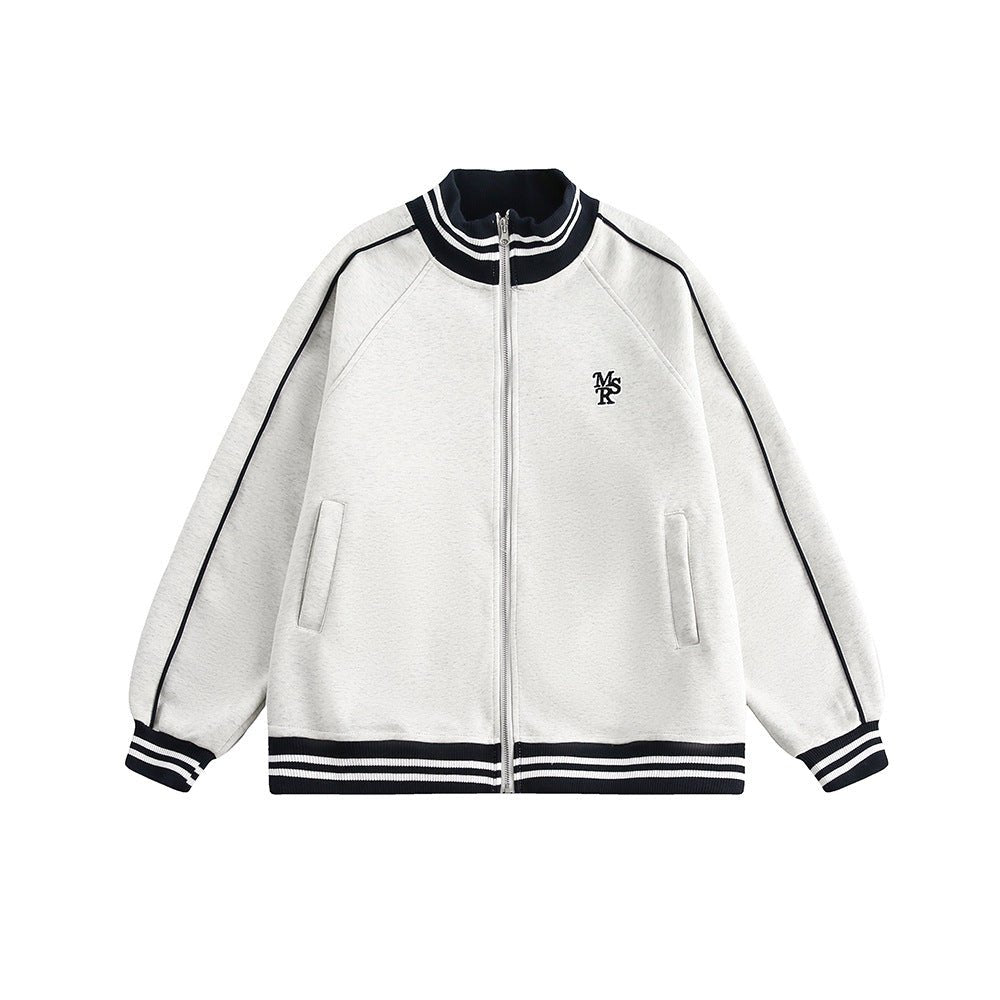 Retro Stand Collar Zip - Up Knit Jacket - COPPING THREADS - CATTEE