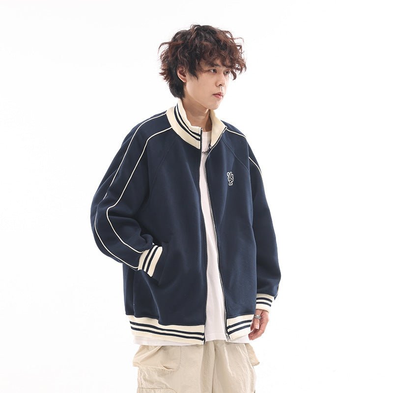 Retro Stand Collar Zip - Up Knit Jacket - COPPING THREADS - CATTEE