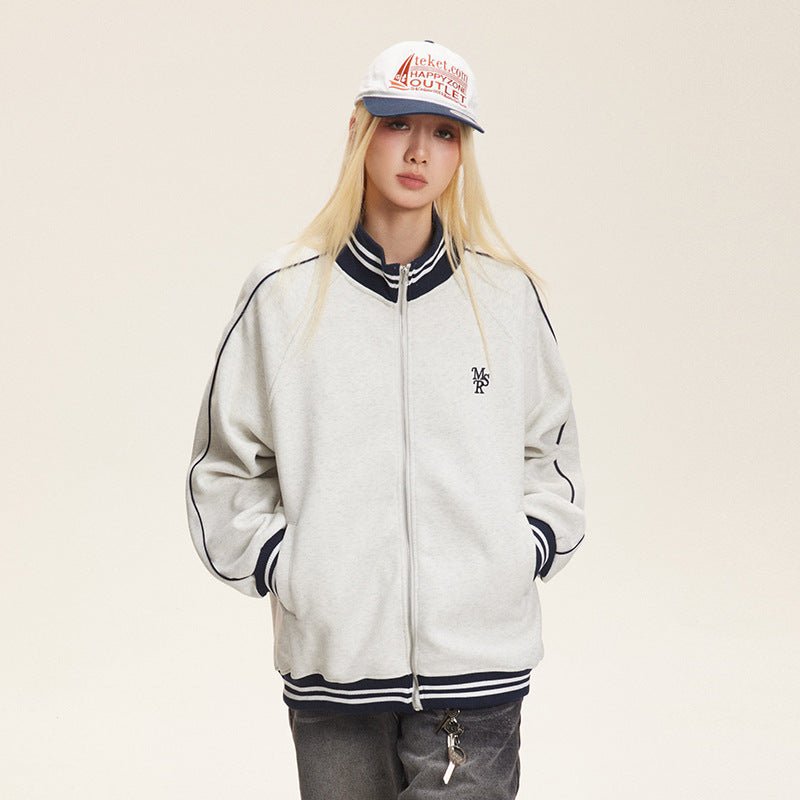 Retro Stand Collar Zip - Up Knit Jacket - COPPING THREADS - CATTEE