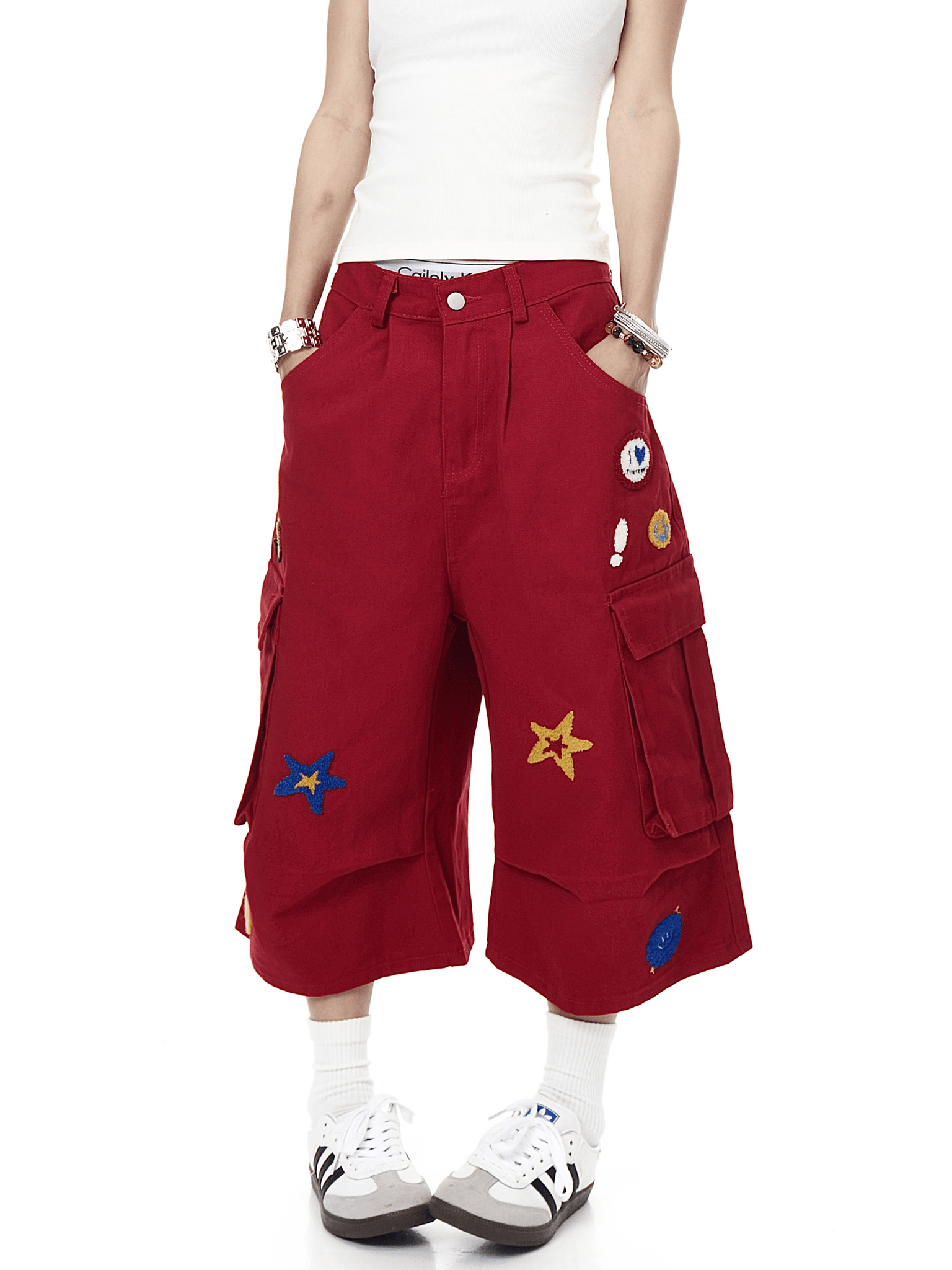 Retro Star Embroidered Multi - Pocket Cargo Shorts - COPPING THREADS - CT Select