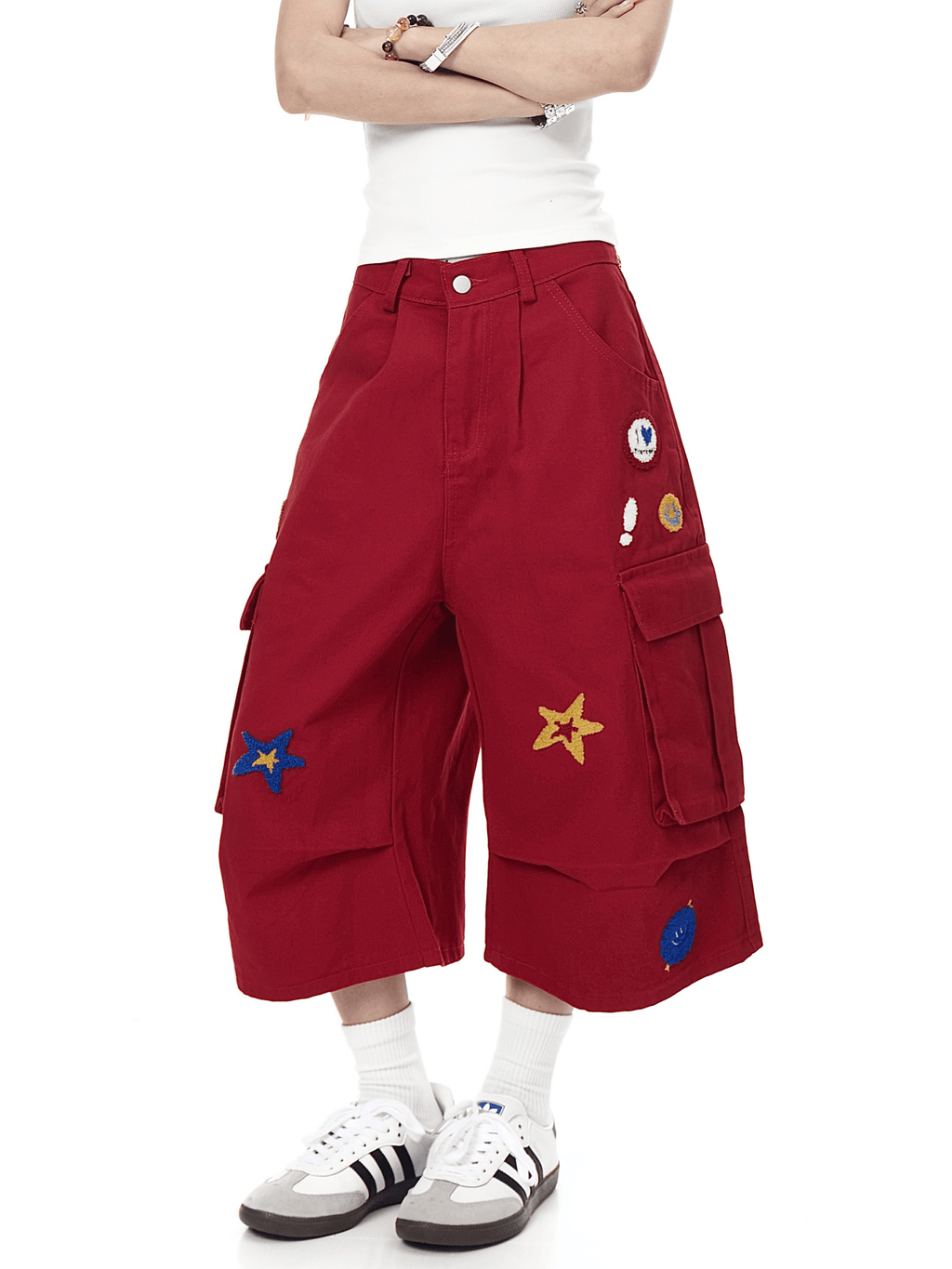 Retro Star Embroidered Multi - Pocket Cargo Shorts - COPPING THREADS - CT Select