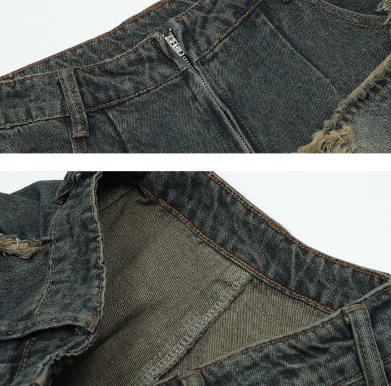 Retro Star Patch Embroidery Distressed Denim - COPPING THREADS - RAYOHOPP